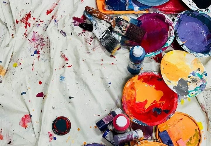Paints and brushes