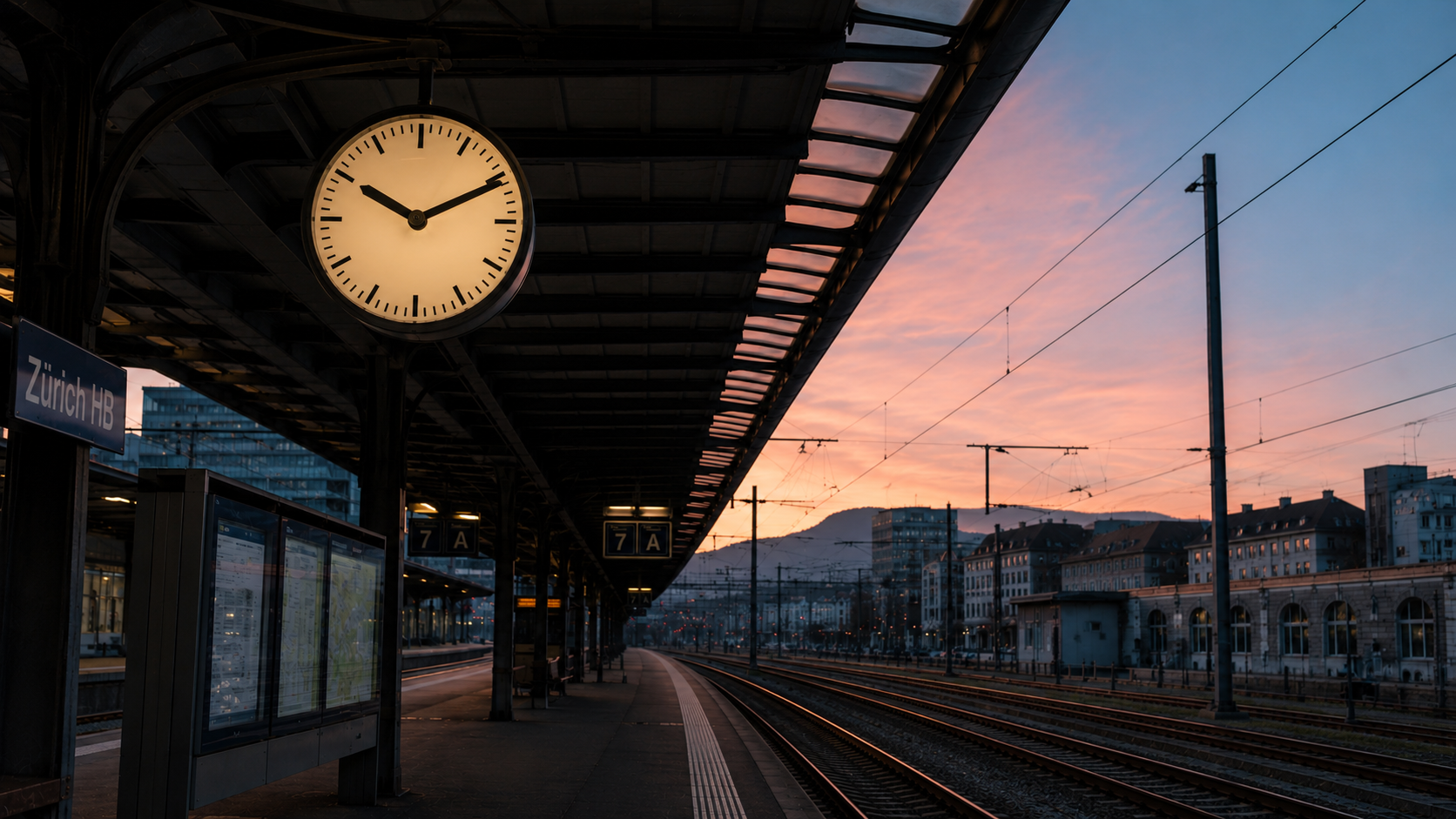 Quai de gare d&eacute;sert la nuit