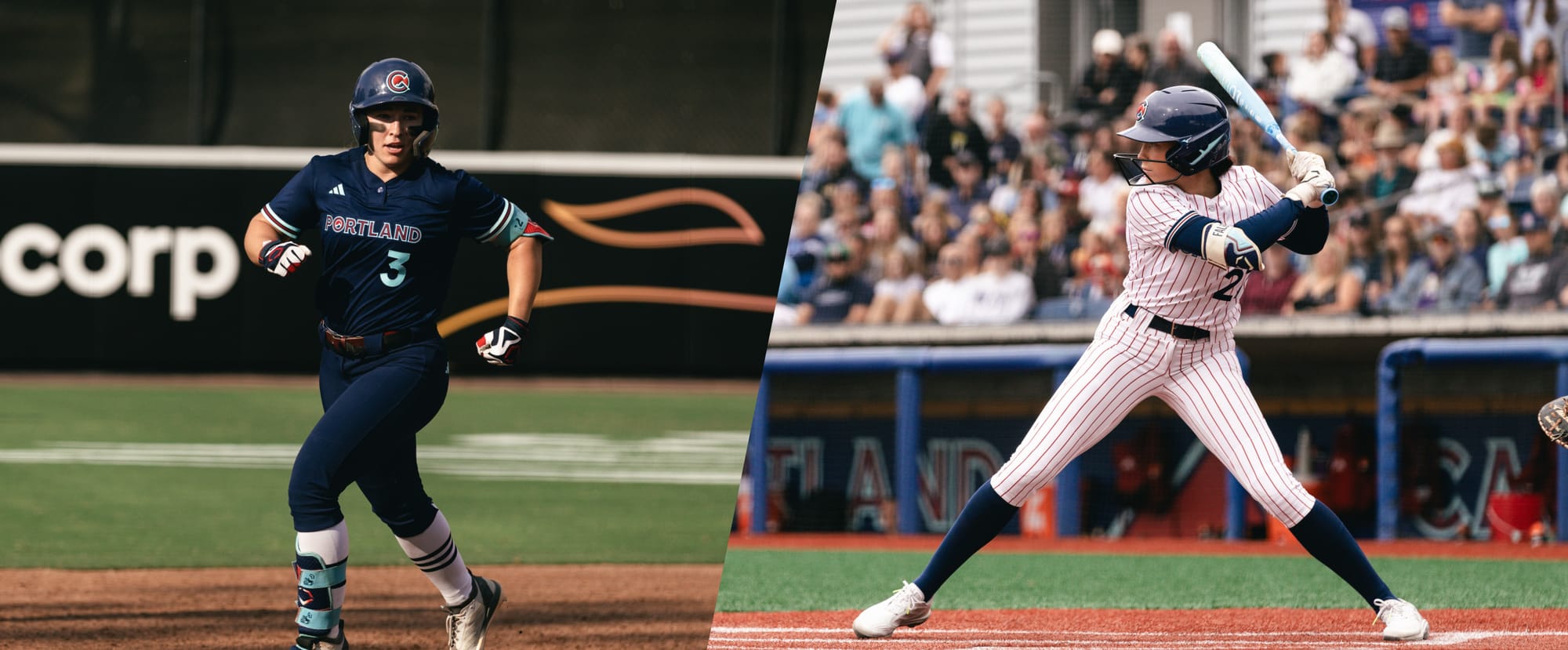 Portland Cascade outfielders Korbe Otis and Kendra Falby, both former Florida Gators
