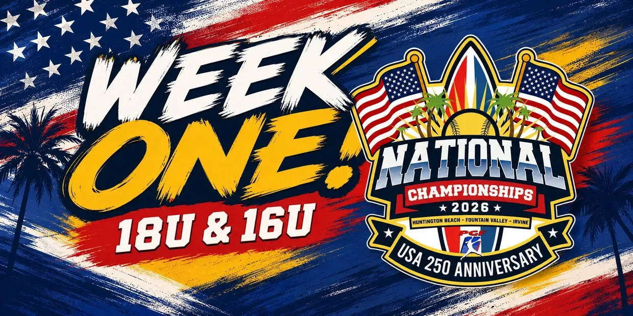 PGF National Championships Week One graphic for 18U and 16U divisions