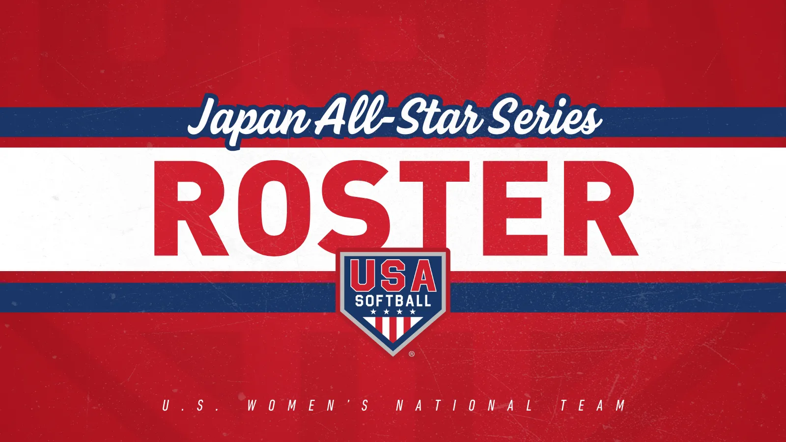 USA Softball graphic announcing the Japan All-Star Series roster