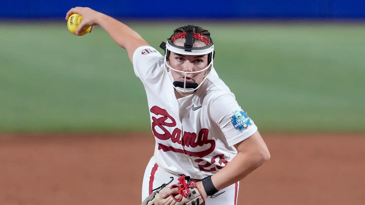 An Alabama pitcher delivers a pitch