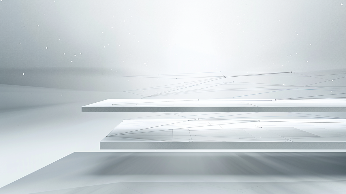 Minimalist illustration showing three horizontal layers representing user interface, hidden logic layer, and technical infrastructure in AI systems.