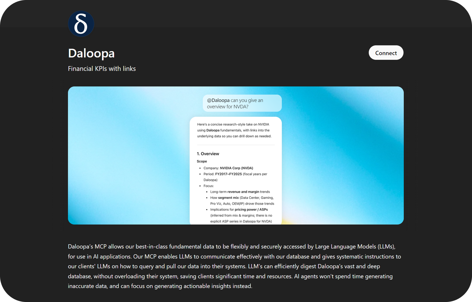 Daloopa in-app screen