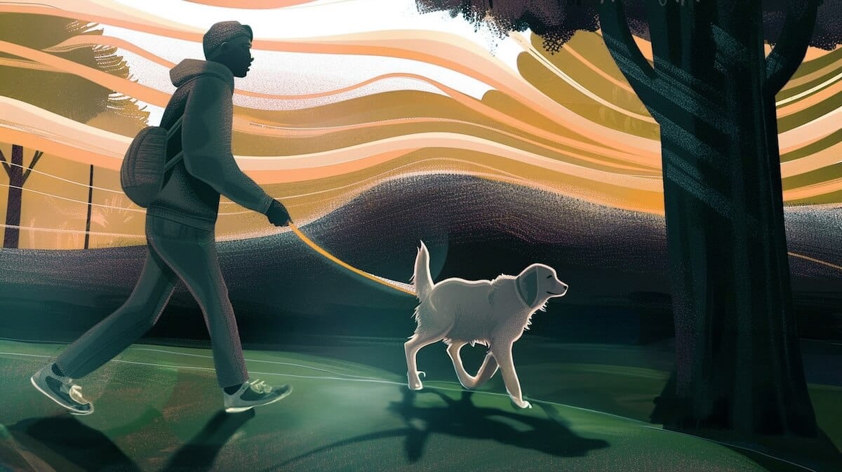 Walking my dog in the park every morning.