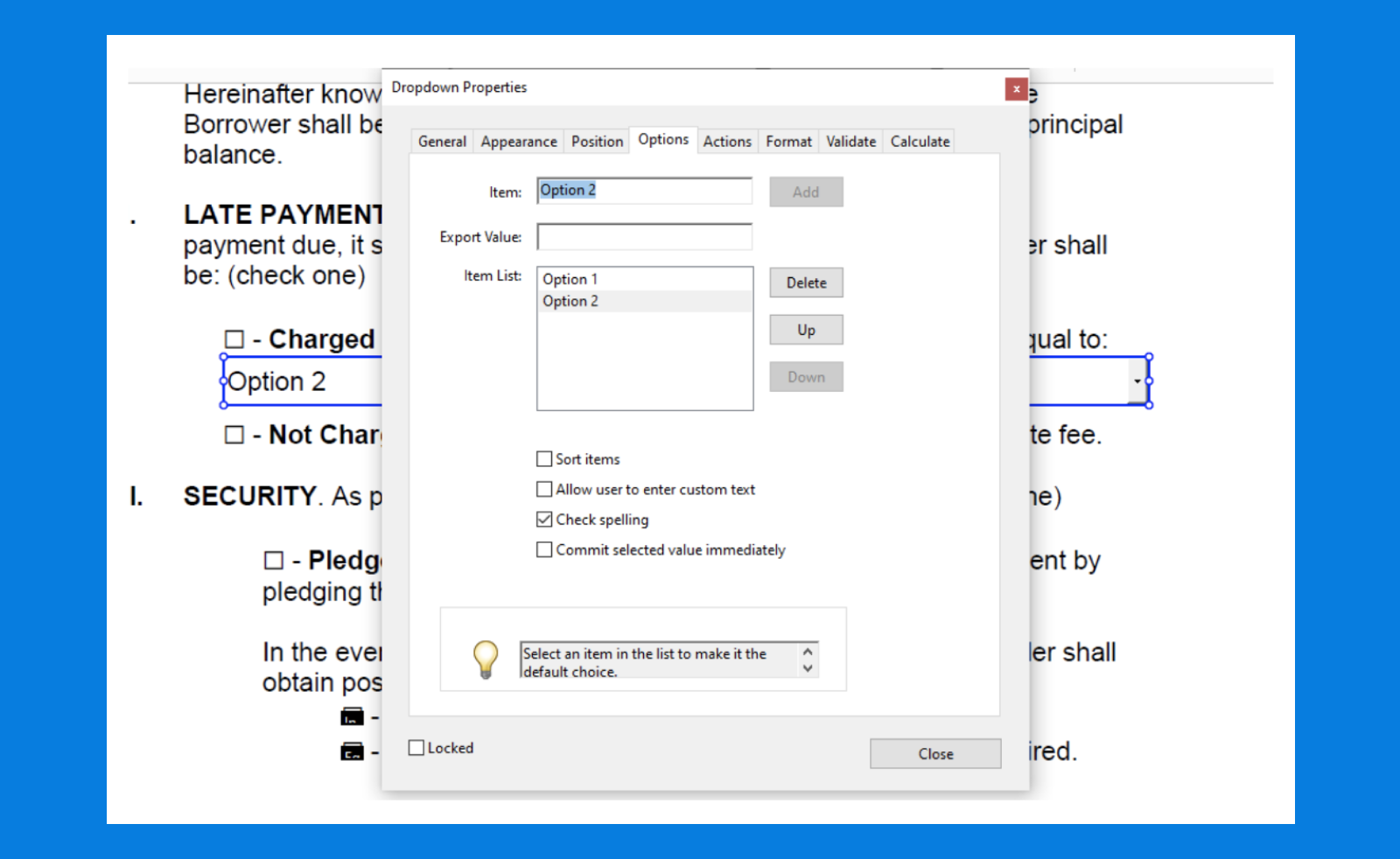 Add a dropdown list