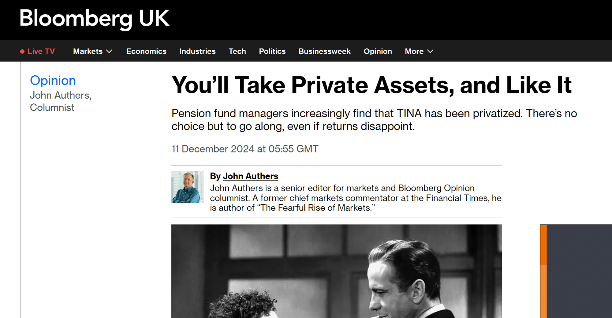 Nice article by John Authers on private markets ...