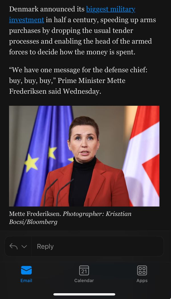 Europe defense (see my note from yesterday) ...