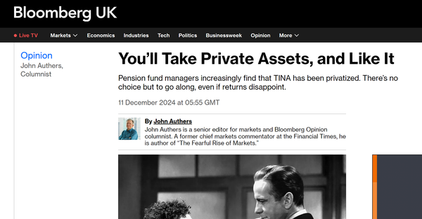 Nice article by John Authers on private markets ...