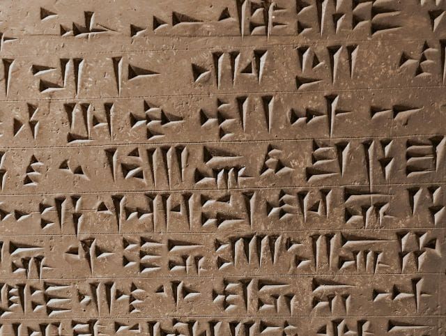 Close up of cuneiform carvings