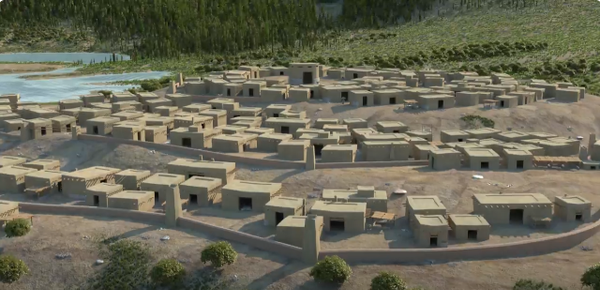 Screenshot of a video simulation of an ancient city