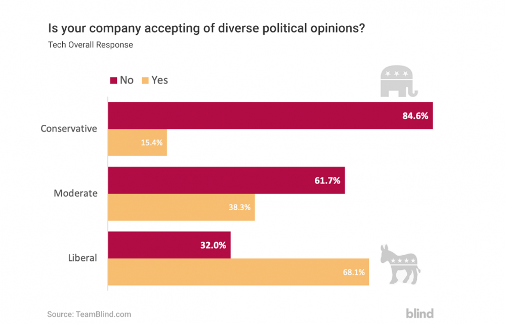 Google employees, Uber employees, Microsoft employees, Apple employees, Amazon employees, Facebook employees, Conservatives, Liberals, Diverse political opinion, workplace transparency