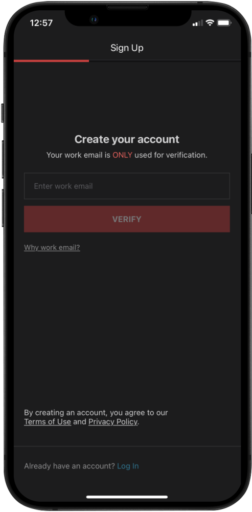 How to use Blind - Sign up Work Email