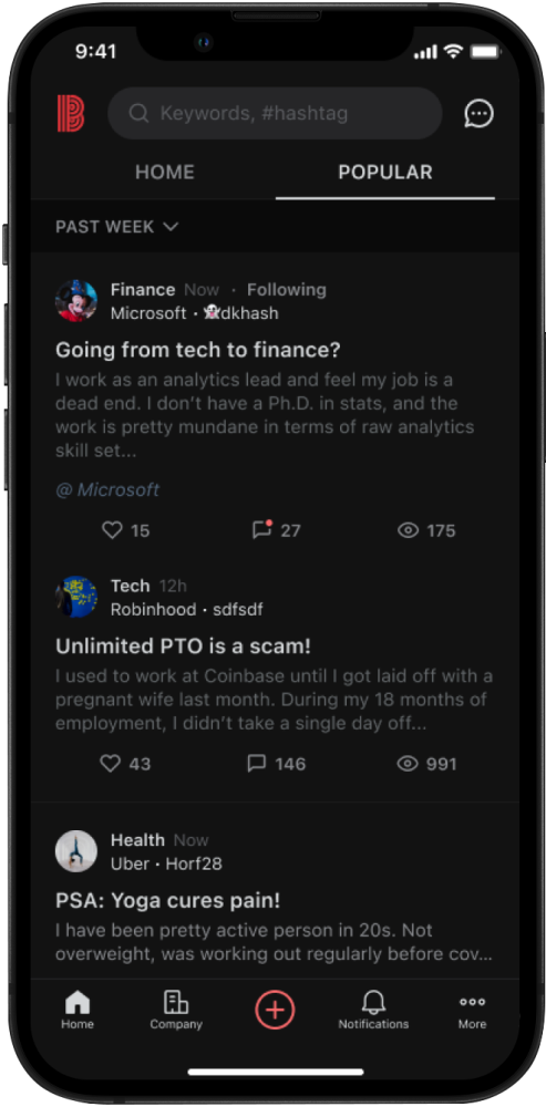 How to use Blind - Popular Feed