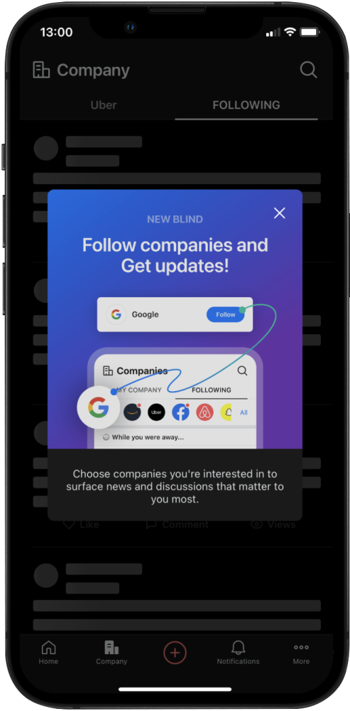 How to use Blind - Follow companies