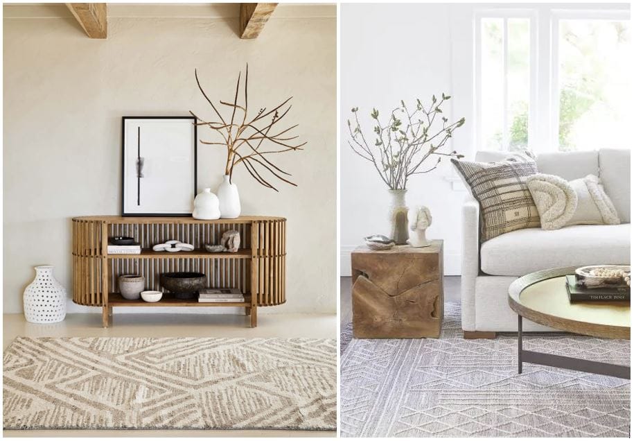 Ivy Home and Spoken.io furniture: teak oval console table with storage & square teak wood accent table; luxury decor at a discount