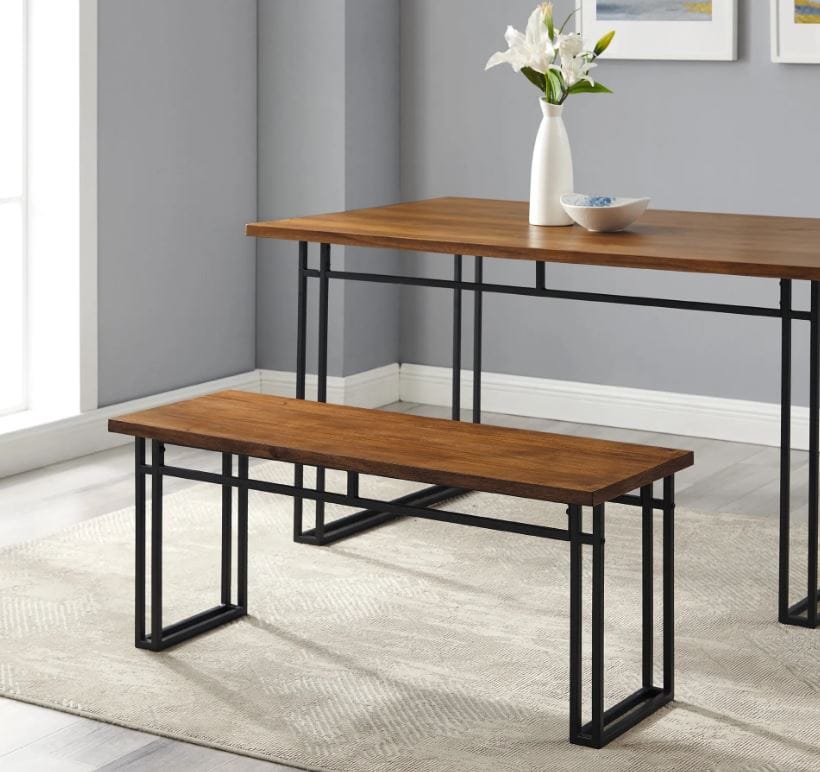 contemporary dining room furniture; walnut wood veneer family dining table; industrial style dining table; farmhousing dining room table