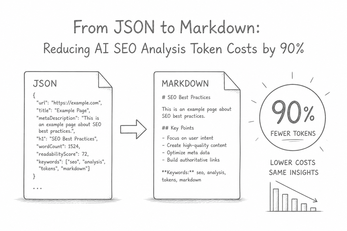 From JSON to Markdown: Reducing AI SEO Analysis Token Costs by 90%