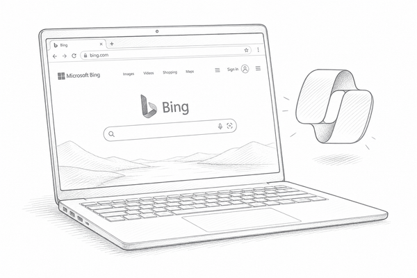 The Bing website on a laptop.