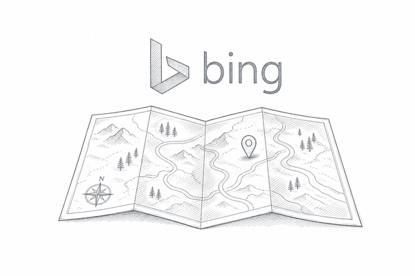 A folded-out map with the Bing logo.