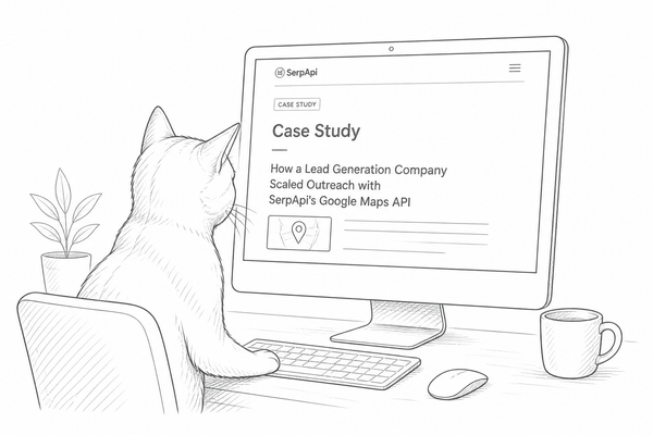 A cat reading a blog on How a Lead Generation Company Scaled Outreach with SerpApi's Google Maps API