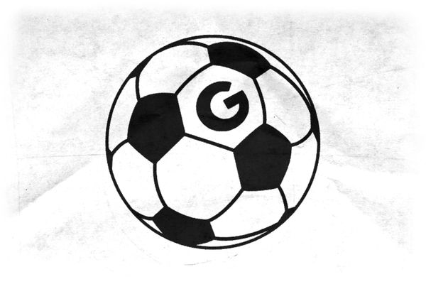 A football/soccer ball with the Google logo.