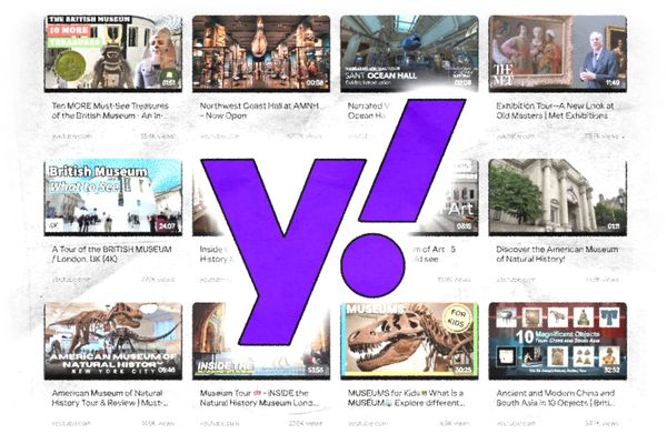 The Yahoo logo on top of results for videos.