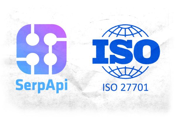 The logos for SerpApi and ISO 27701.