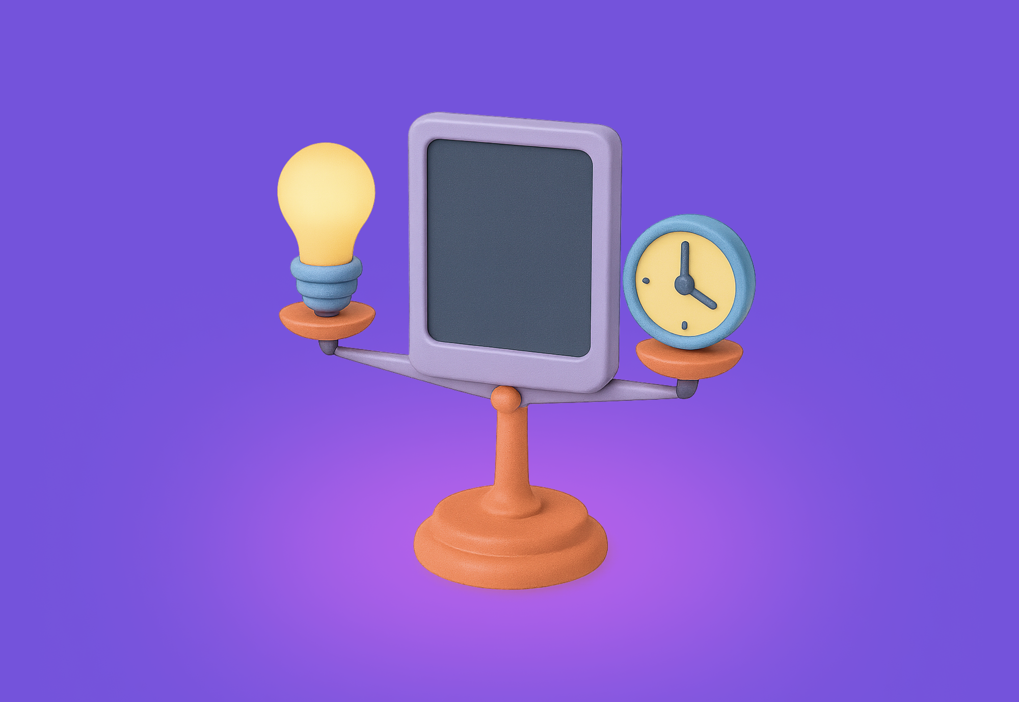 A scale made of a screen balances engagement with time