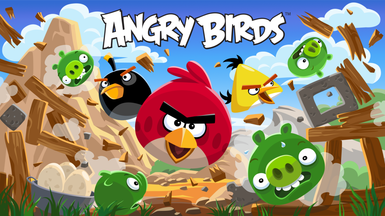 Promotional image for the Angry Birds game, which helps kids build critical thinking, deduction, and problem-solving skills through trial and error.