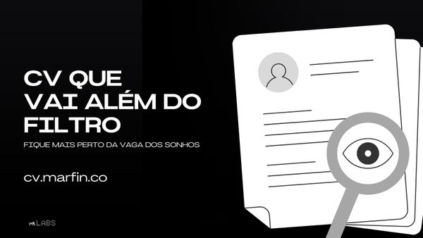 Ilustração do Matchz com um currículo e uma lupa, acompanhada da frase CV que vai além do filtro.
