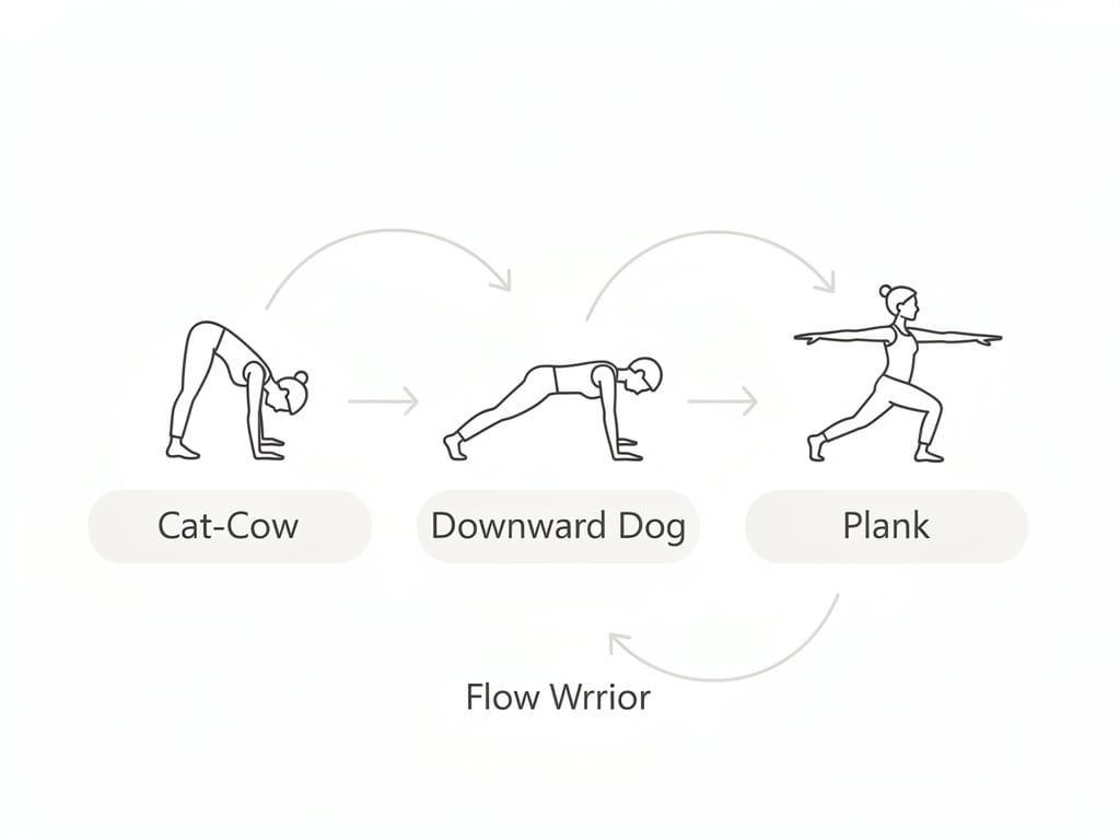 A graphic showing a simple 10-minute yoga flow.