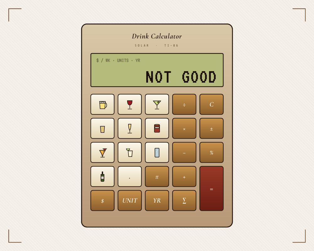 Card illustration for the Scientific Drinking Calculator tool.
