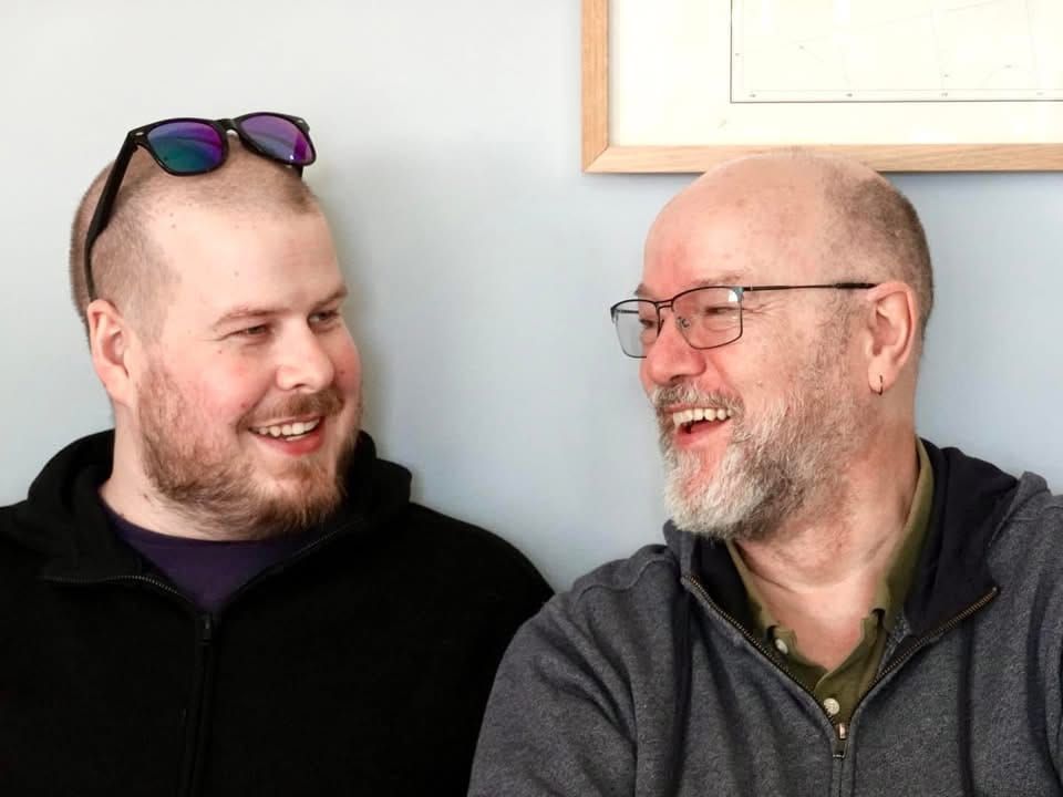 Two guys having a laugh