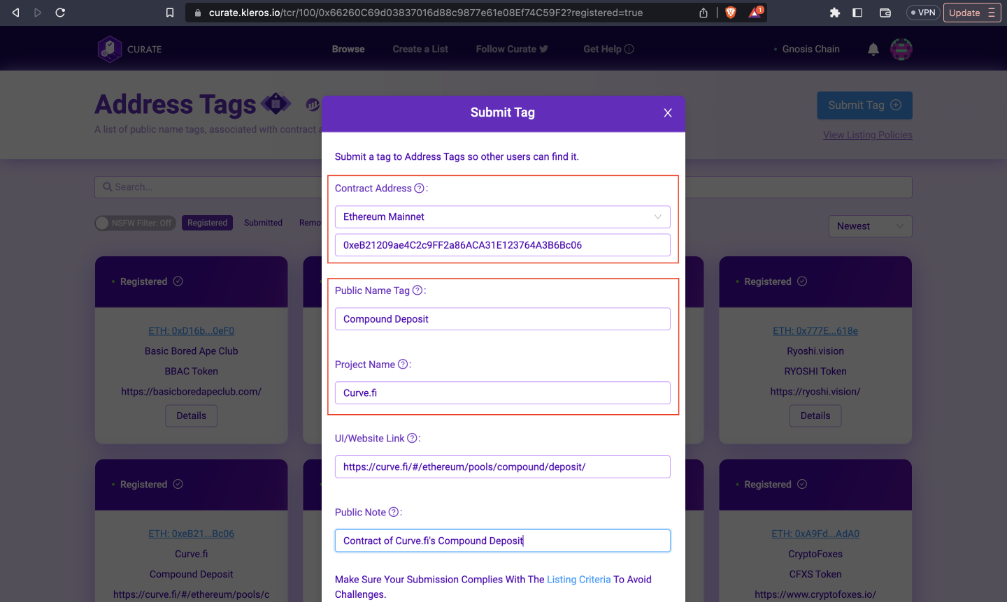 Address Tags Registry v2 Fields