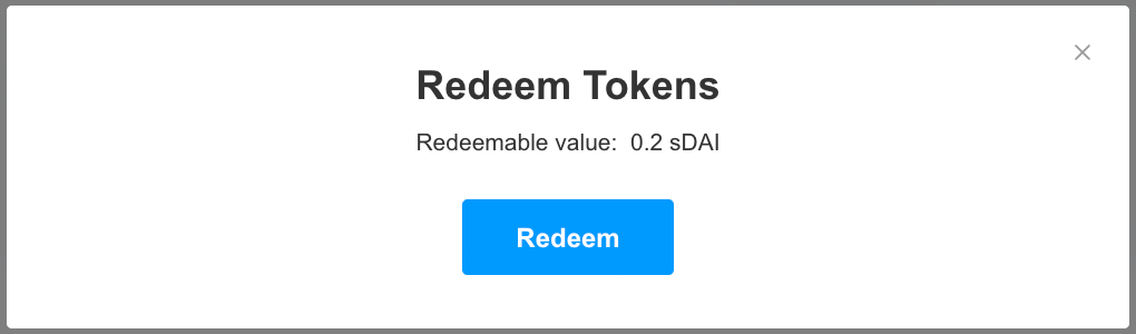 Redeem Outcome Tokens modal