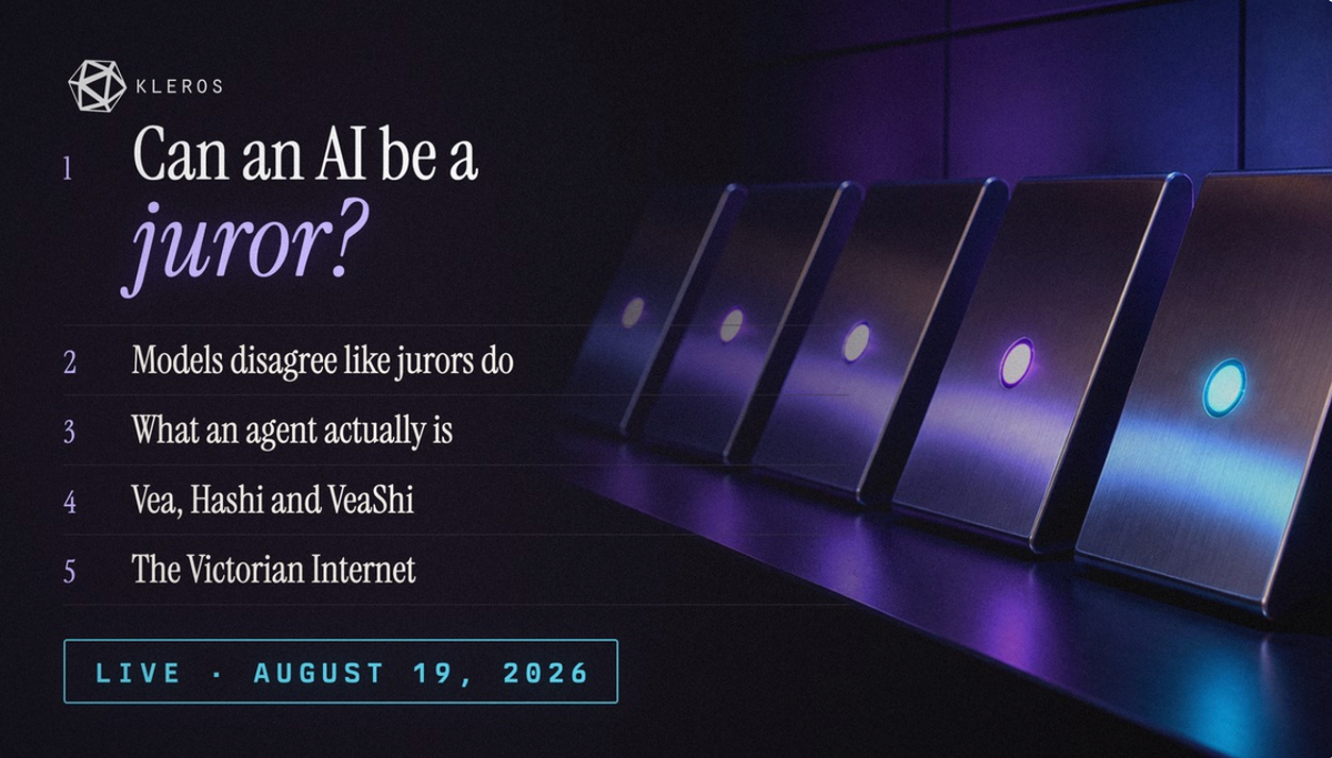 Kleros Live Stream, 19 August 2026: the cases that are hard for jurors are hard for the models too