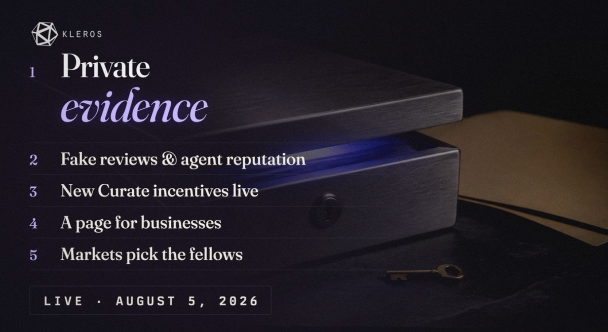 Kleros Live Stream, 5 August 2026: the first case where the evidence is not public