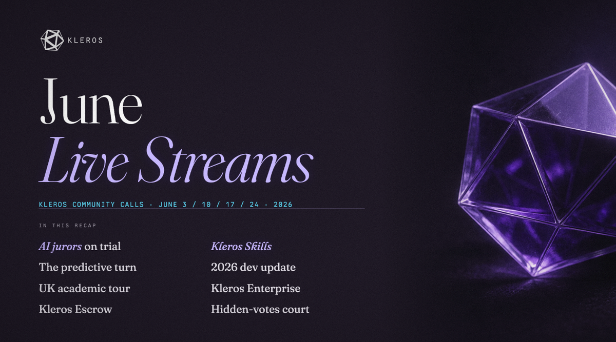Kleros in June: AI on the jury, a UK academic tour, and the predictive turn