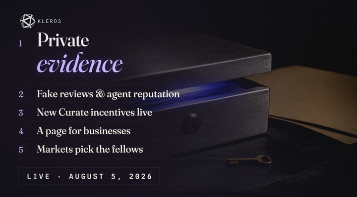 Kleros Live Stream, 5 August 2026: the first case where the evidence is not public