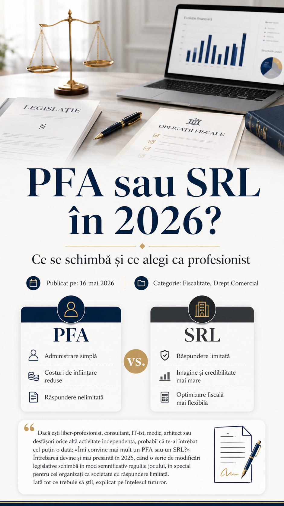 PFA sau SRL în 2026? Ce se schimbă și ce alegi ca profesionist