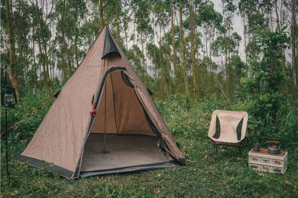 Trekking Pole Tent Pitched Outdoor