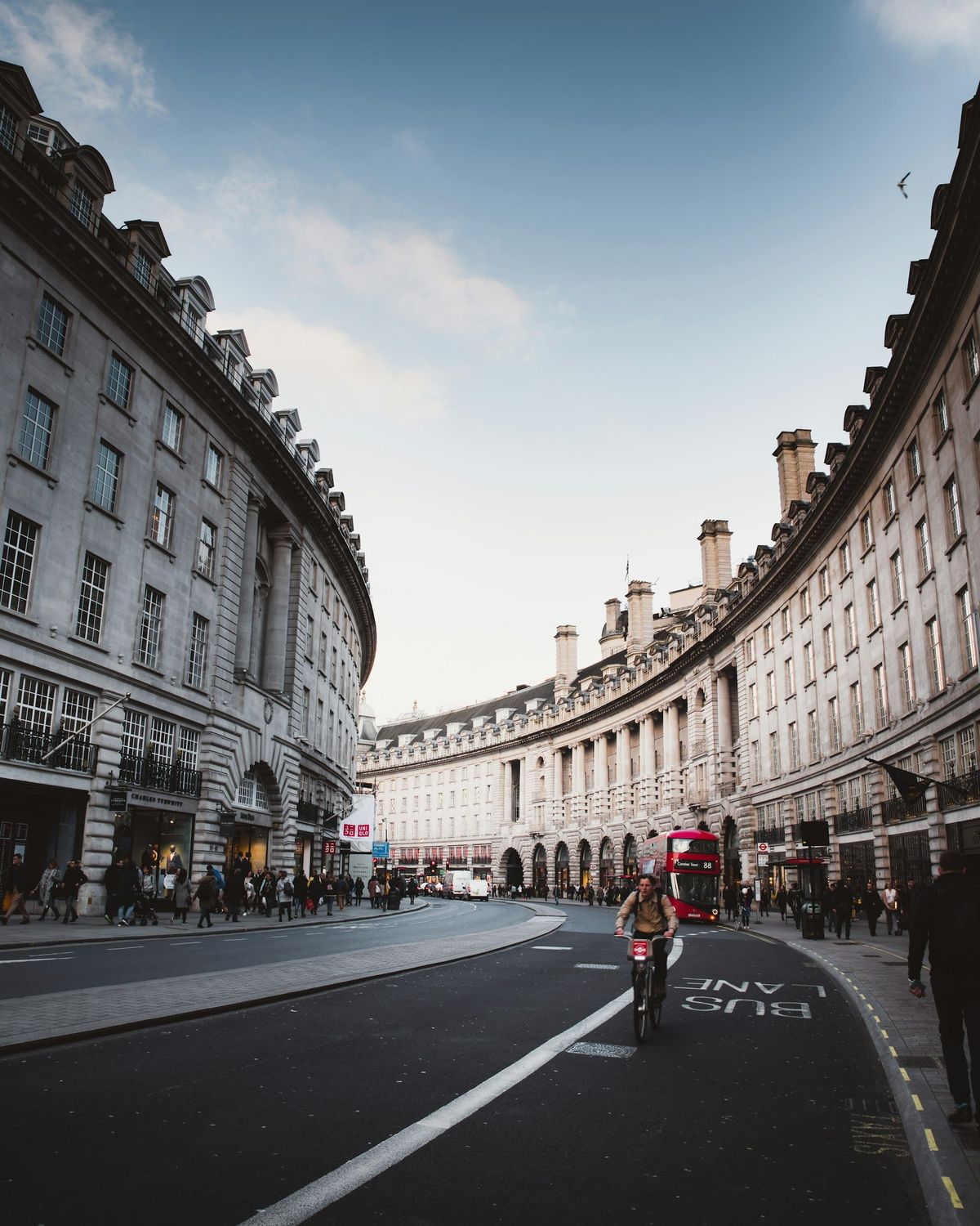 A London street of pale terraced buildings
