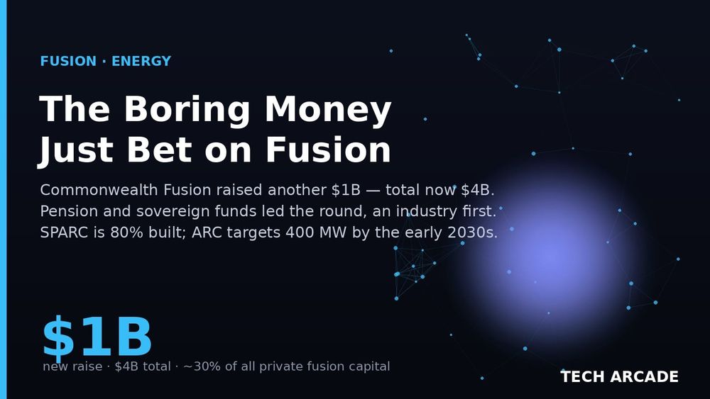 🔥 Commonwealth Fusion Just Raised Another $1 Billion — and the Boring Money Finally Showed Up
