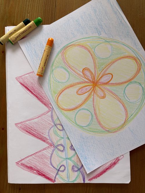 Form drawing pictures with beeswax crayons