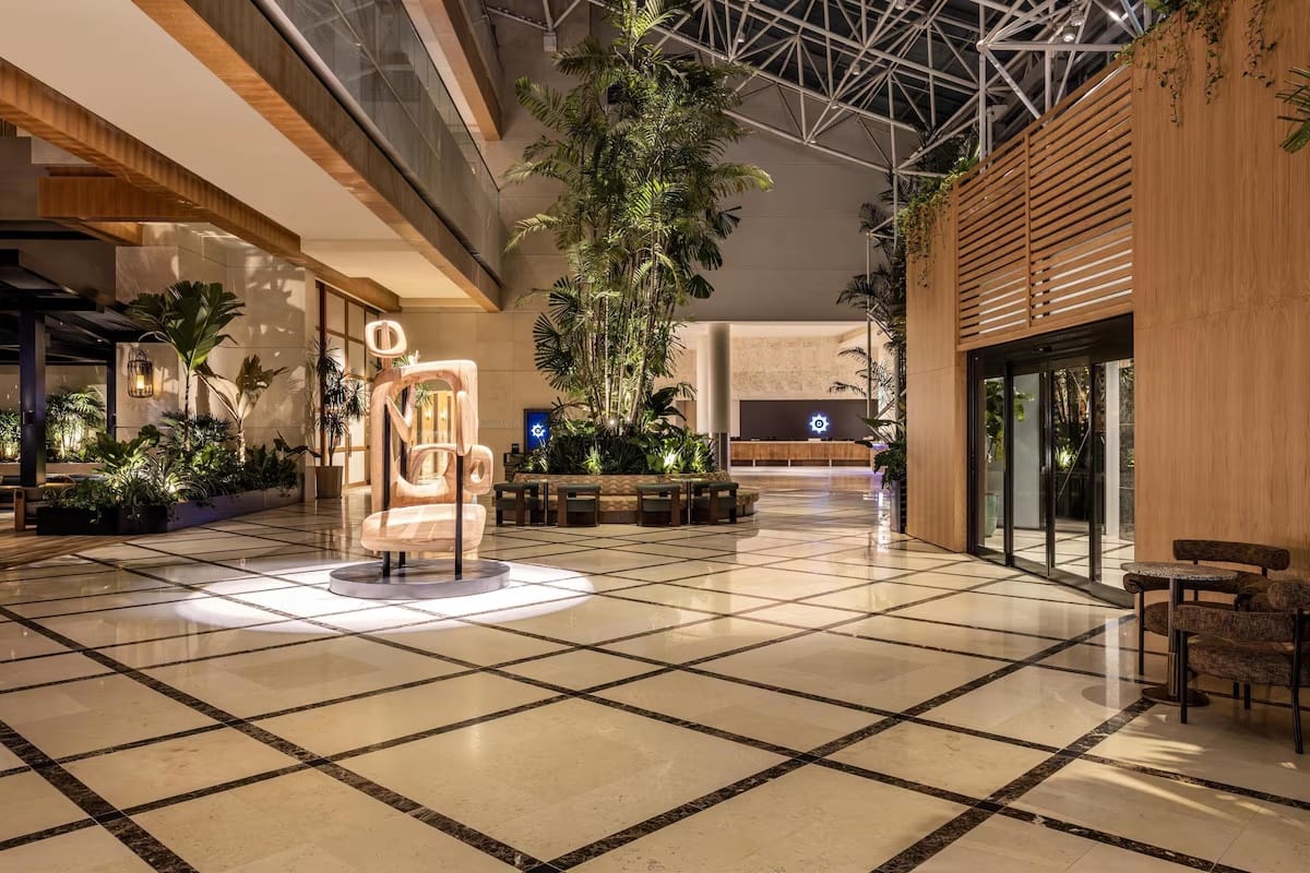 The Diplomat Beach Resort lobby interior and luxury arrival experience for World Cup 2026 stays near Miami Stadium