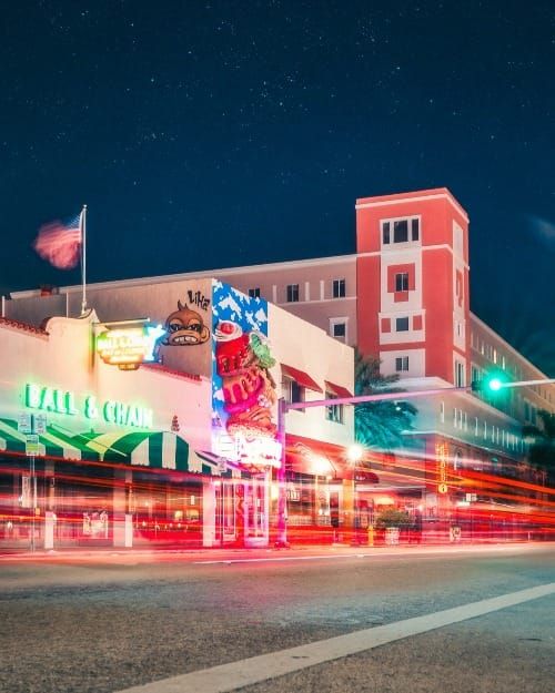 Neon Lights at night in Little Havana. 