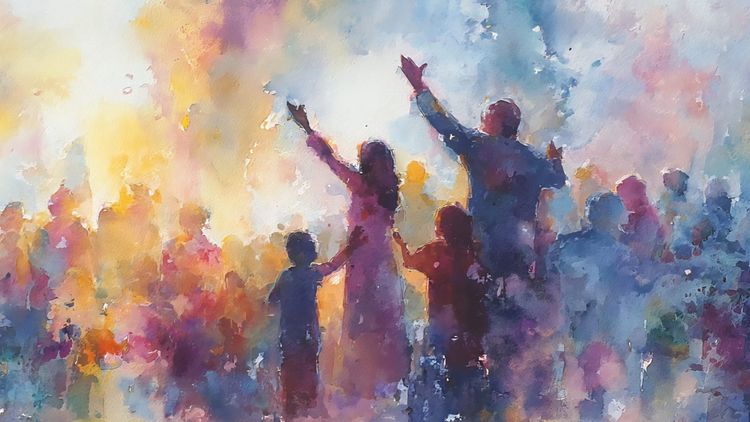 A family worshipping together