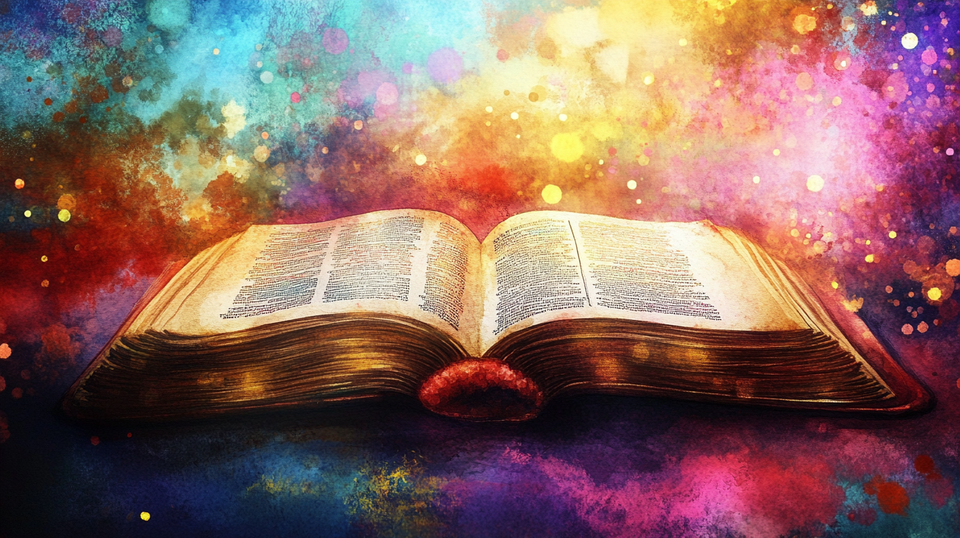 Picture of an open Bible.