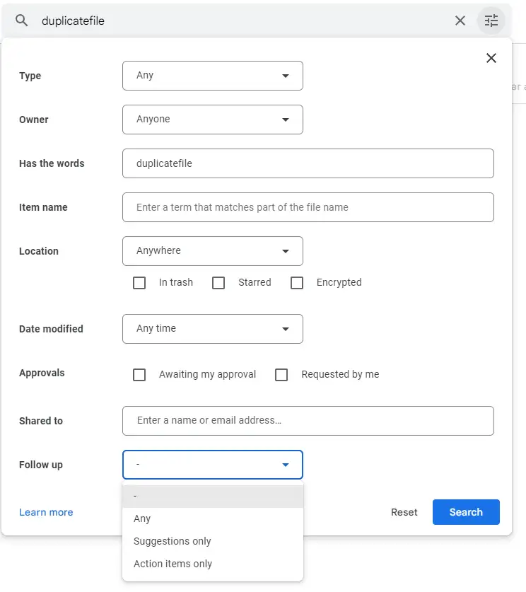 How to search in Google Drive
